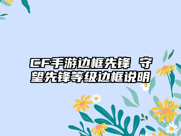 CF手游边框先锋 守望先锋等级边框说明