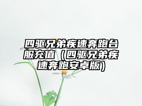 四驱兄弟疾速奔跑台服充值（四驱兄弟疾速奔跑安卓版）