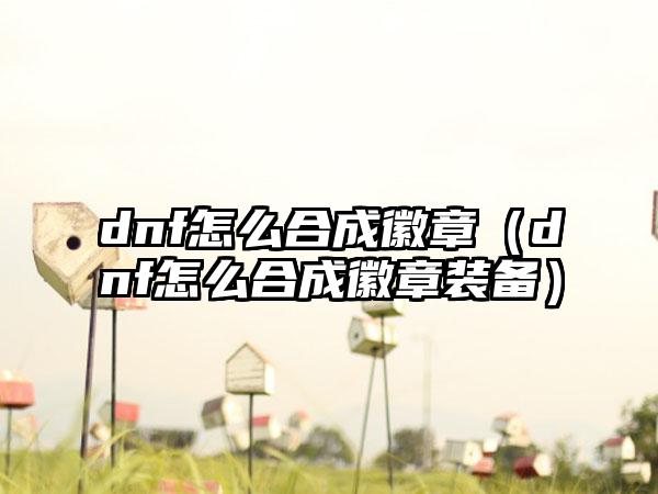 dnf怎么合成徽章（dnf怎么合成徽章装备）