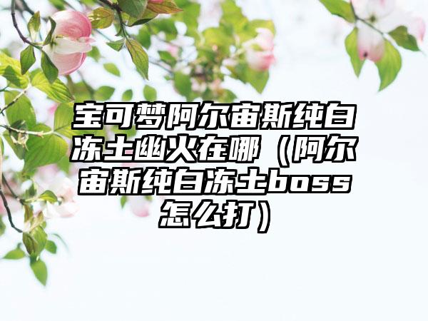 宝可梦阿尔宙斯纯白冻土幽火在哪（阿尔宙斯纯白冻土boss怎么打）