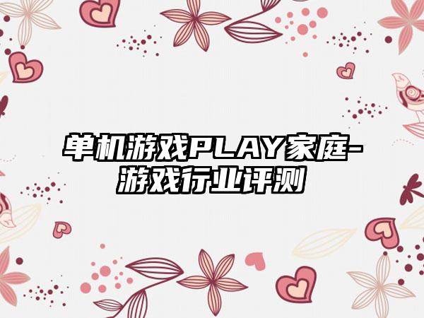 单机游戏PLAY家庭-游戏行业评测