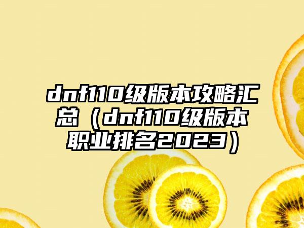 dnf110级版本攻略汇总（dnf110级版本职业排名2023）