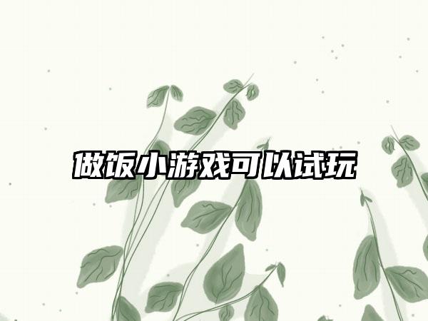 做饭小游戏可以试玩