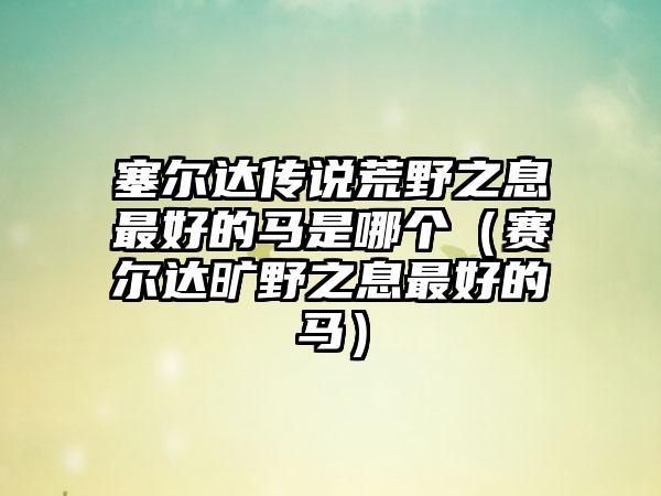 塞尔达传说荒野之息最好的马是哪个（赛尔达旷野之息最好的马）