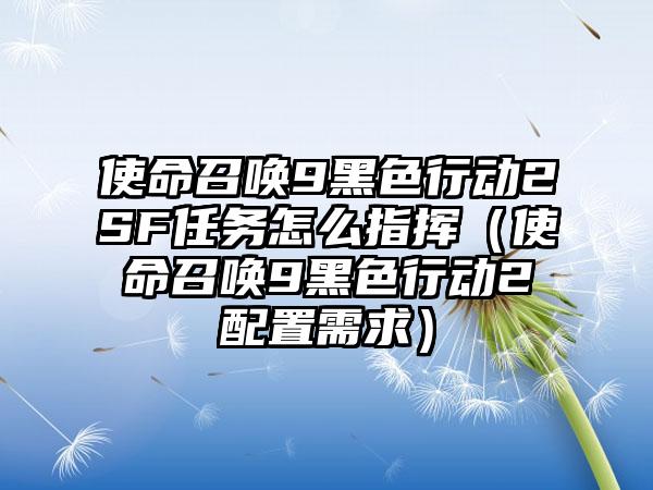 使命召唤9黑色行动2SF任务怎么指挥（使命召唤9黑色行动2配置需求）