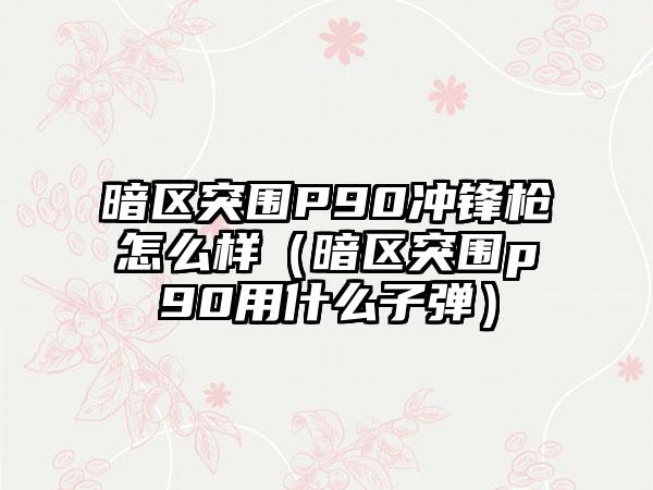 暗区突围P90冲锋枪怎么样（暗区突围p90用什么子弹）