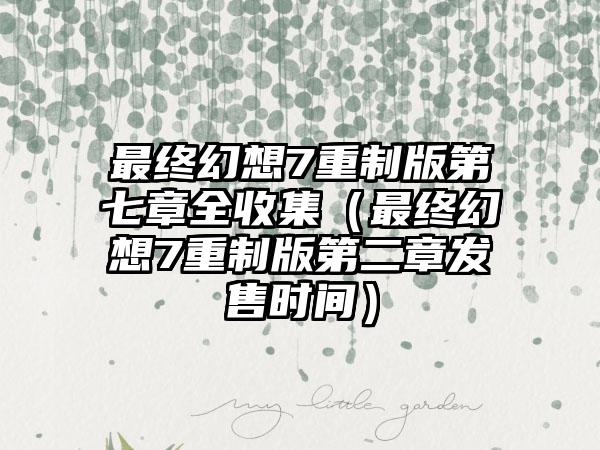 最终幻想7重制版第七章全收集（最终幻想7重制版第二章发售时间）