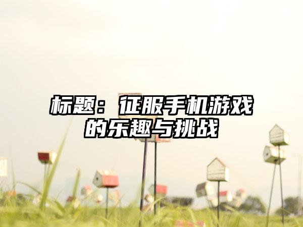 标题：征服手机游戏的乐趣与挑战