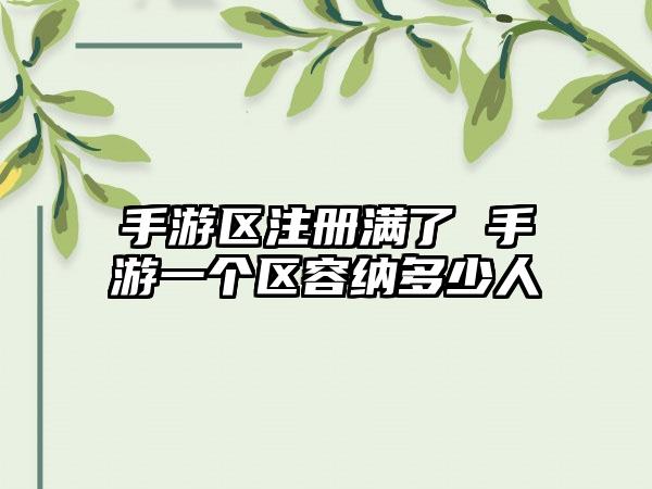 手游区注册满了 手游一个区容纳多少人