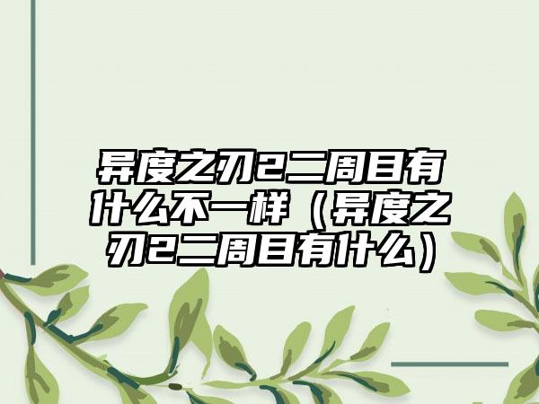 异度之刃2二周目有什么不一样（异度之刃2二周目有什么）