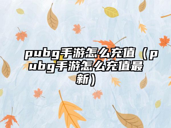 pubg手游怎么充值（pubg手游怎么充值最新）