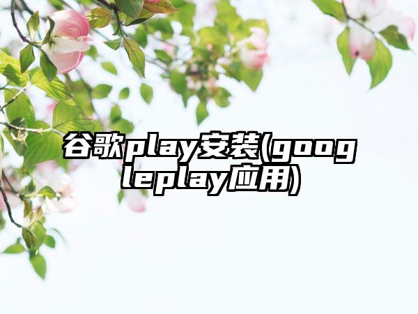 谷歌play安装(googleplay应用)