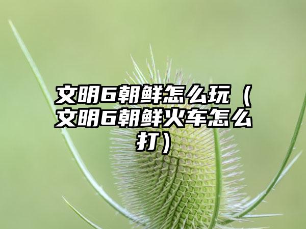 文明6朝鲜怎么玩（文明6朝鲜火车怎么打）