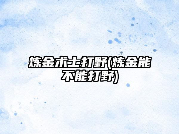 炼金术士打野(炼金能不能打野)