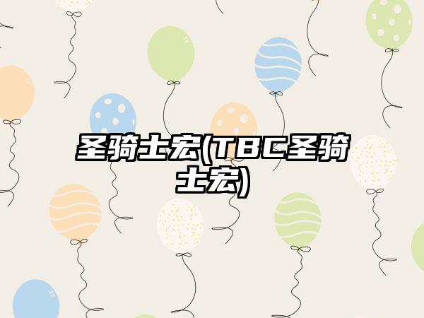 圣骑士宏(TBC圣骑士宏)