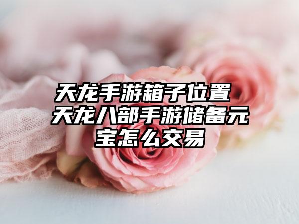 天龙手游箱子位置 天龙八部手游储备元宝怎么交易