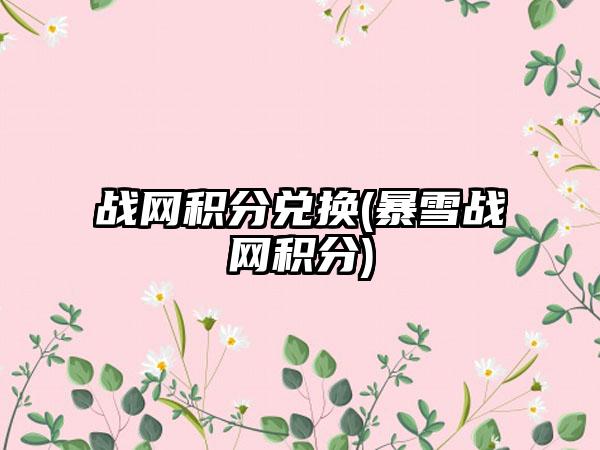 战网积分兑换(暴雪战网积分)