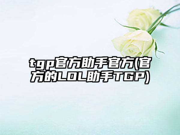 tgp官方助手官方(官方的LOL助手TGP)