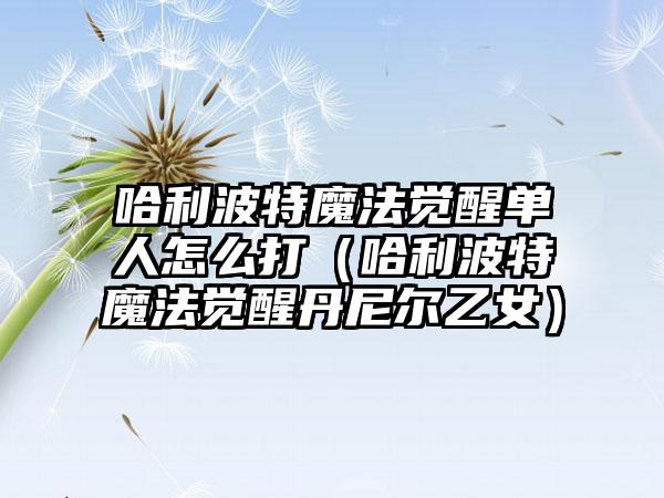 哈利波特魔法觉醒单人怎么打（哈利波特魔法觉醒丹尼尔乙女）
