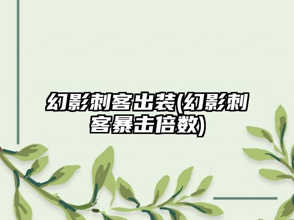 幻影刺客出装(幻影刺客暴击倍数)