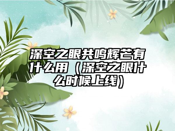 深空之眼共鸣辉芒有什么用（深空之眼什么时候上线）