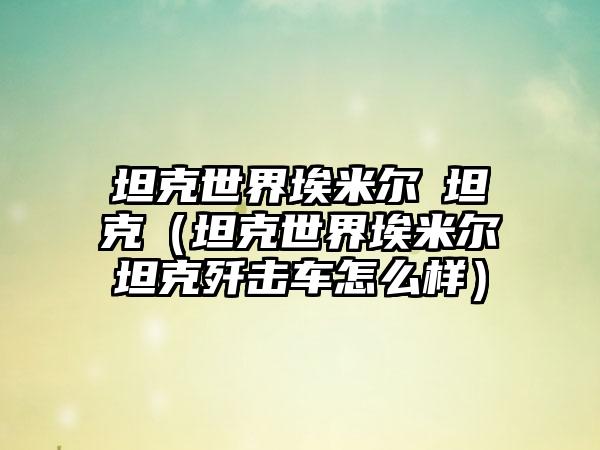 坦克世界埃米尔Ⅱ坦克（坦克世界埃米尔坦克歼击车怎么样）