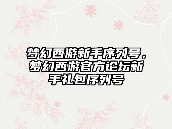 梦幻西游新手序列号，梦幻西游官方论坛新手礼包序列号