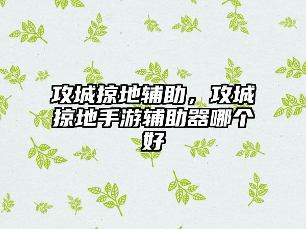 攻城掠地辅助，攻城掠地手游辅助器哪个好