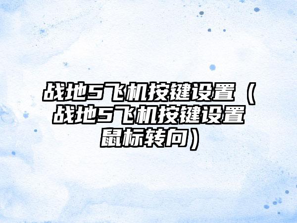 战地5飞机按键设置（战地5飞机按键设置鼠标转向）