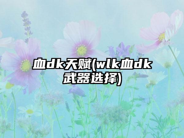 血dk天赋(wlk血dk武器选择)
