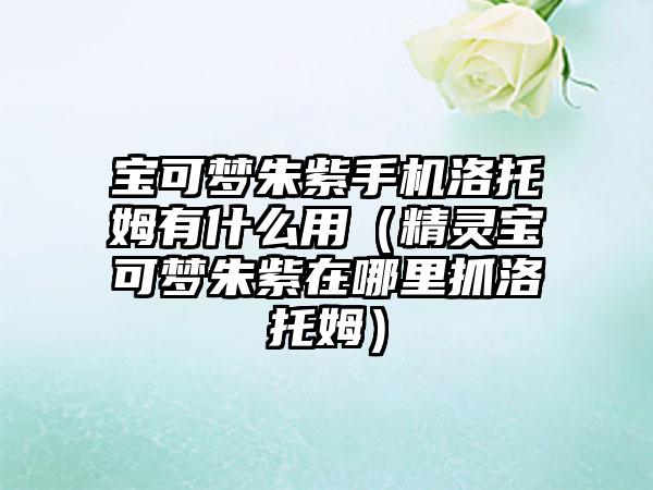 宝可梦朱紫手机洛托姆有什么用（精灵宝可梦朱紫在哪里抓洛托姆）