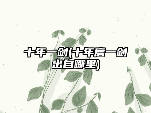 十年一剑(十年磨一剑出自哪里)