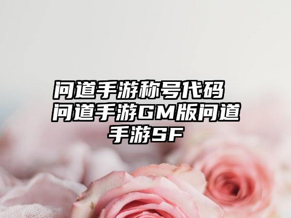 问道手游称号代码 问道手游GM版问道手游SF