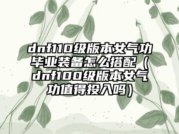 dnf110级版本女气功毕业装备怎么搭配（dnf100级版本女气功值得投入吗）