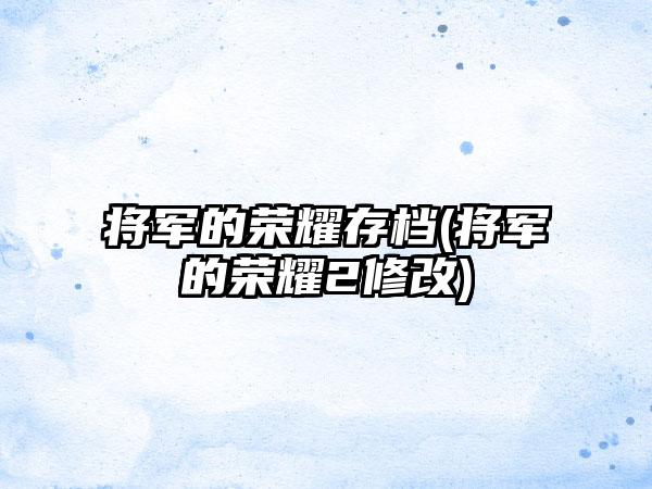 将军的荣耀存档(将军的荣耀2修改)