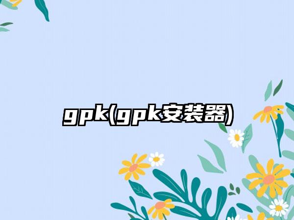 gpk(gpk安装器)