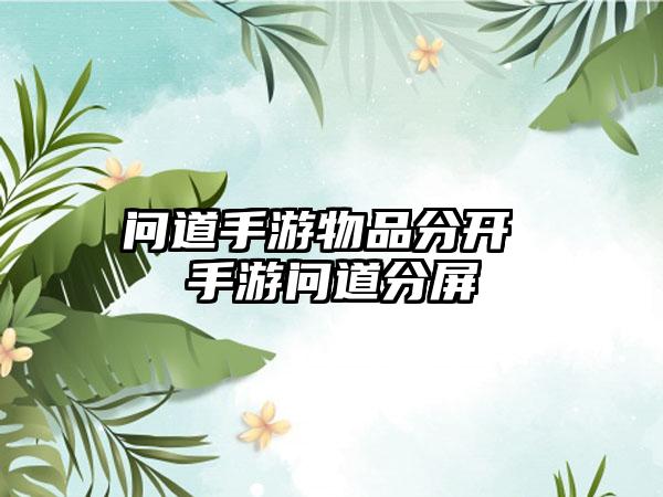 问道手游物品分开 手游问道分屏