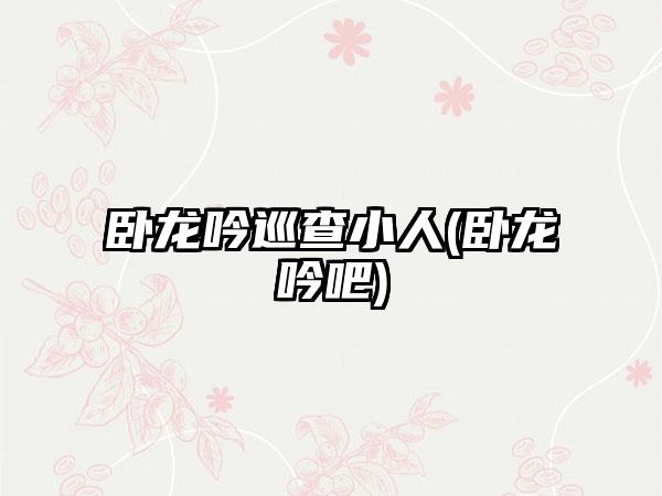 卧龙吟巡查小人(卧龙吟吧)