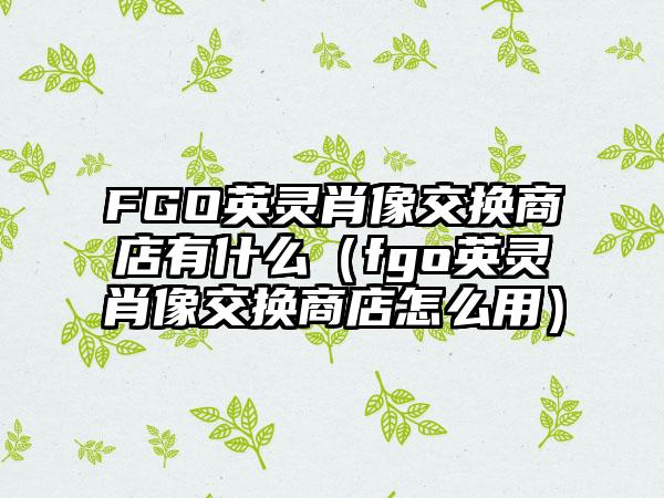 FGO英灵肖像交换商店有什么（fgo英灵肖像交换商店怎么用）