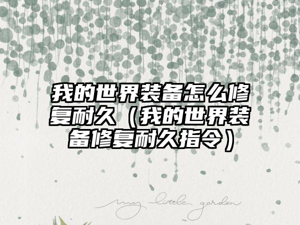 我的世界装备怎么修复耐久（我的世界装备修复耐久指令）