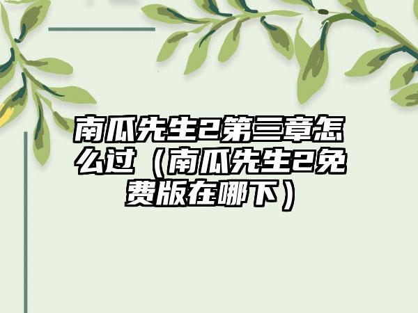 南瓜先生2第三章怎么过（南瓜先生2免费版在哪下）