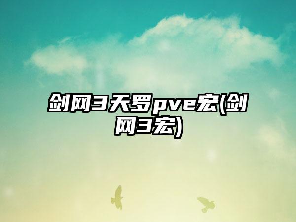 剑网3天罗pve宏(剑网3宏)