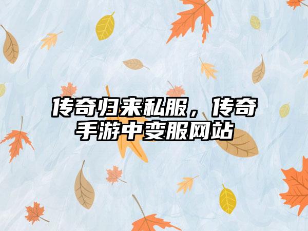 传奇归来私服，传奇手游中变服网站