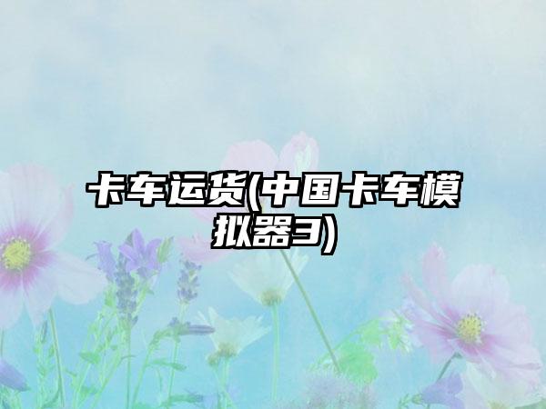 卡车运货(中国卡车模拟器3)
