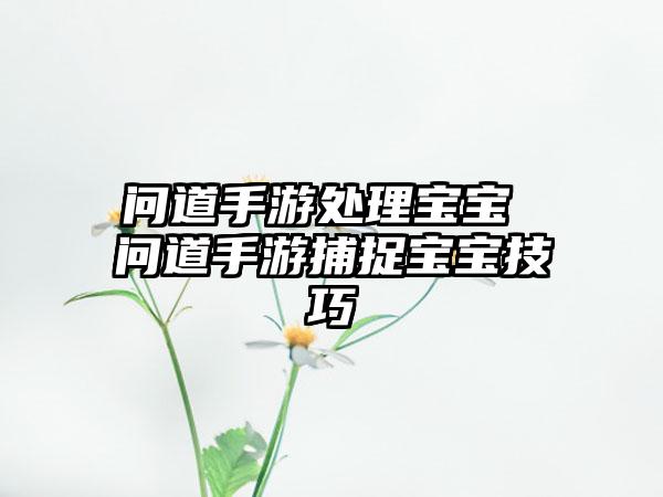 问道手游处理宝宝 问道手游捕捉宝宝技巧
