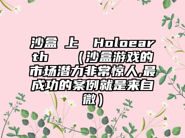 沙盒線上遊戲Holoearth將舉辦（沙盒游戏的市场潜力非常惊人,最成功的案例就是来自微）