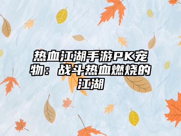 热血江湖手游PK宠物：战斗热血燃烧的江湖