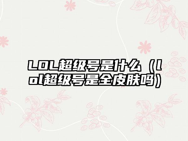 LOL超级号是什么（lol超级号是全皮肤吗）