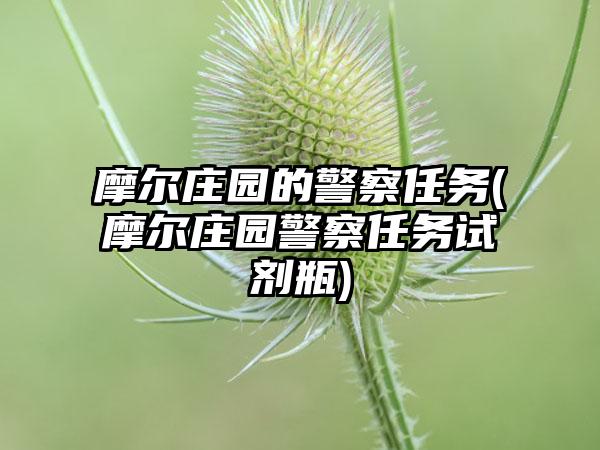 摩尔庄园的警察任务(摩尔庄园警察任务试剂瓶)
