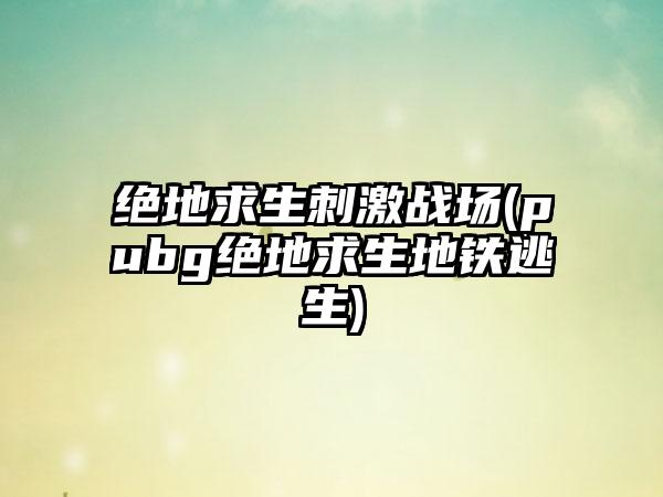 绝地求生刺激战场(pubg绝地求生地铁逃生)
